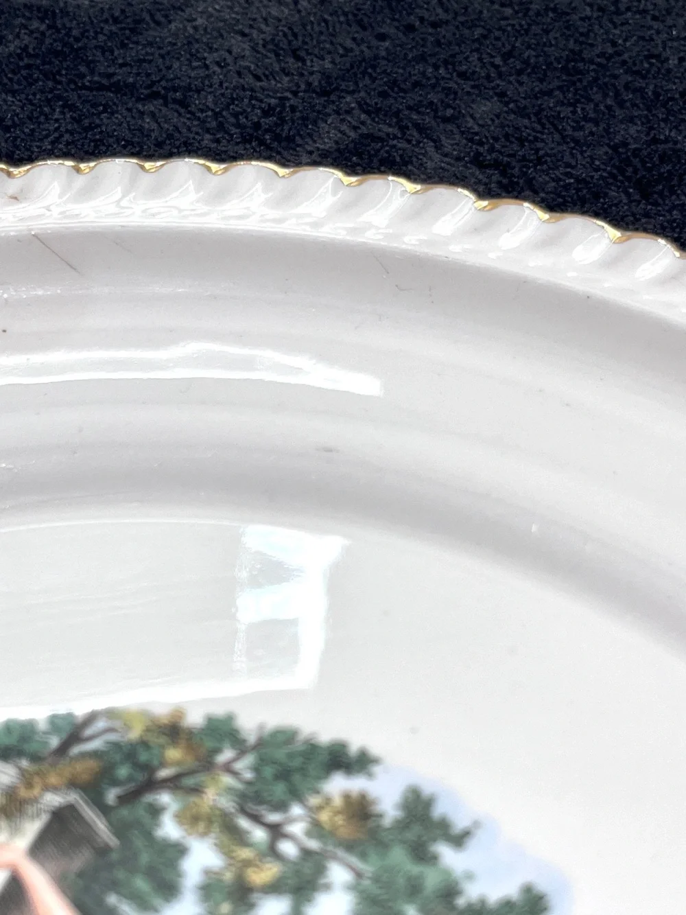 Vintage Harker Pottery 22K Gold Courting Couple Plate USA